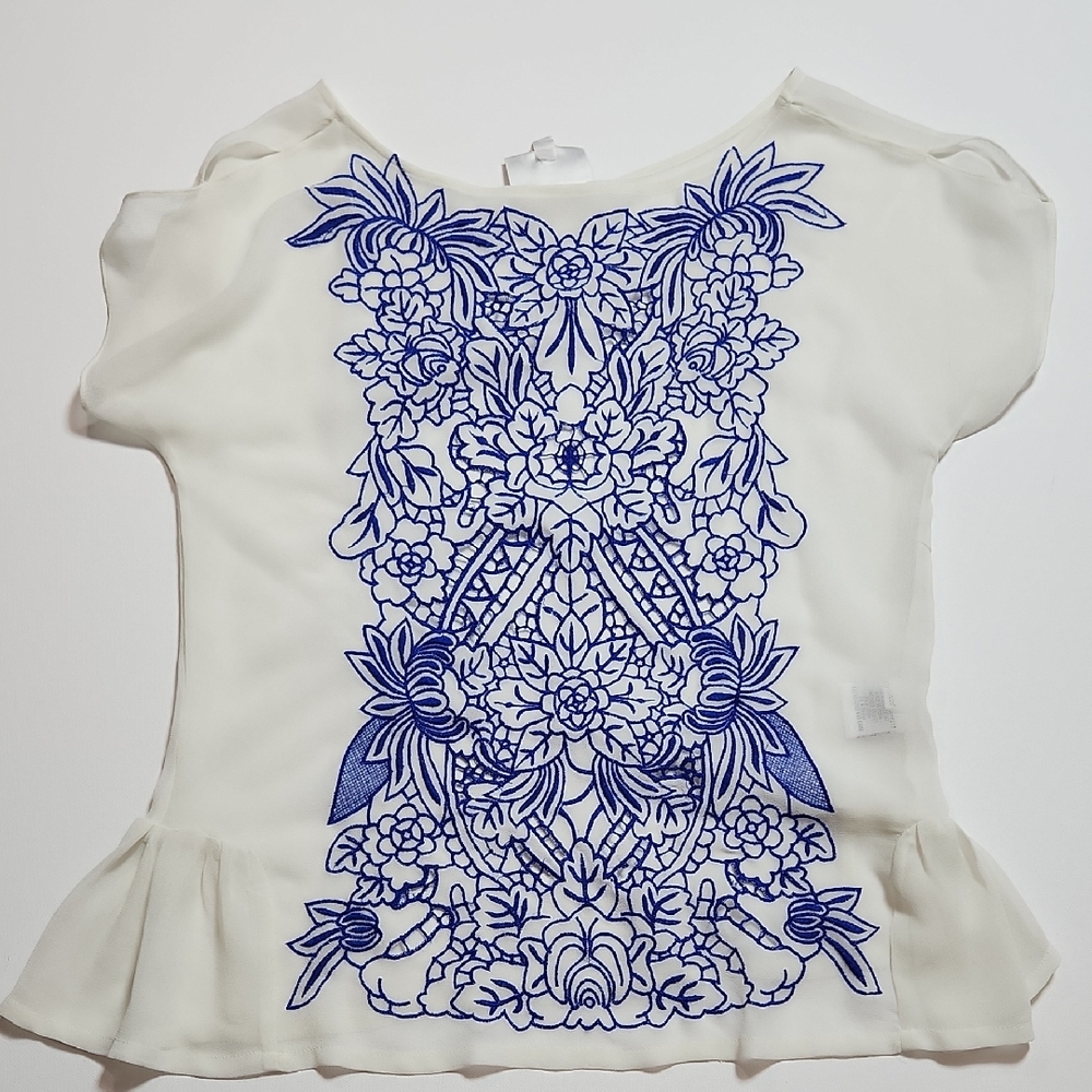 Floral Embroidered White Blouse